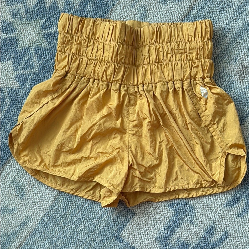 FP Movement Yellow Athletic Shorts with Paper-Bag Waist